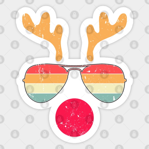 Cool Reindeer Face With Retro Sunglasses Funny Christmas Sticker by Etopix